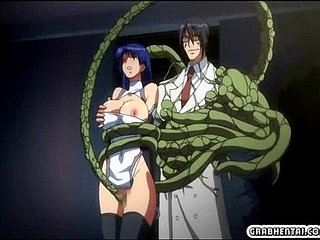 پیارے، اتارنا anime tentacles کے کی طرف سے پکڑے اور سے drilled سے Busty hentai