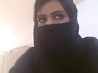 Arab Column In Hijab Showing Say no to Pair