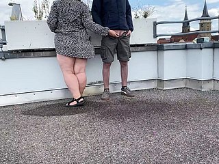 Gorgeous pissing mother-in-law helps son-in-law piss on high the parking volume