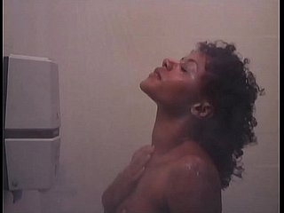 k. Workout: Sexy Unadorned Ebony Shower Chick